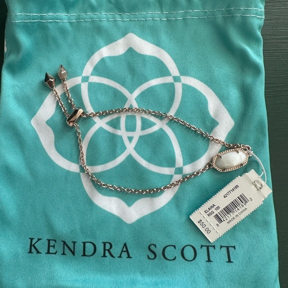 Kendra Scott Elaina rose gold Adjustable Chain Bracelet in Ivory Mother of Pearl - Picture 3 of 5